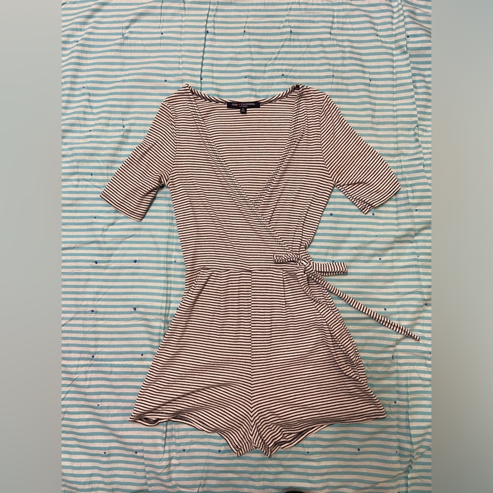 One Clothing black and white stripped romper